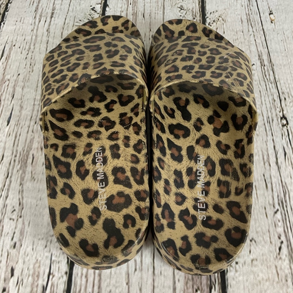 Steve Madden Sofi Leopard Print Slides Women’s Sz… - image 3